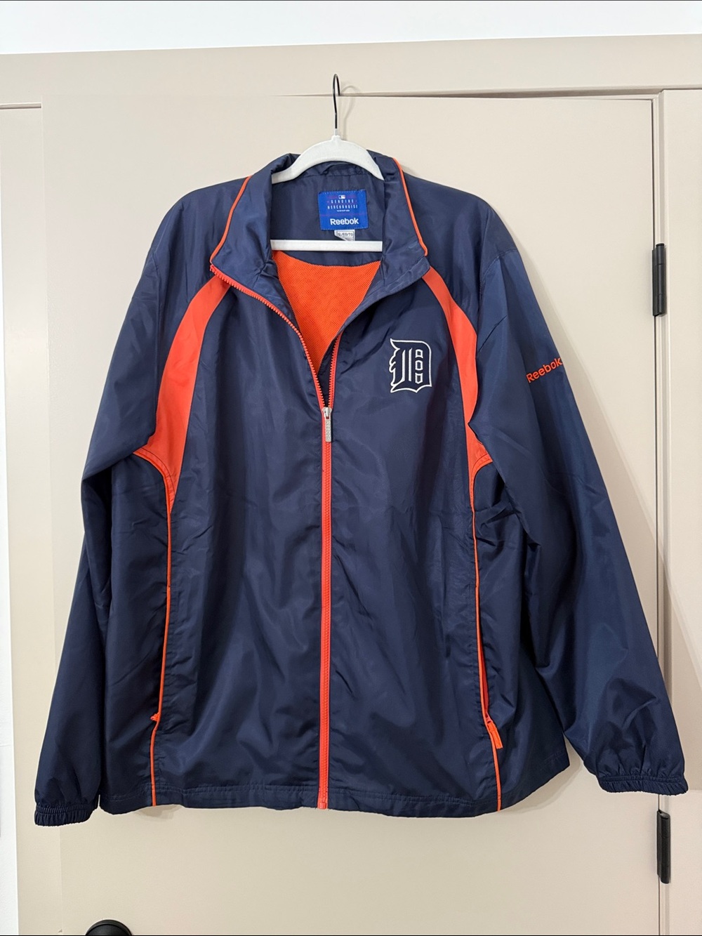 Reebok Navy and Orange Detroit Tigers Lightweight Windbreaker Jacket